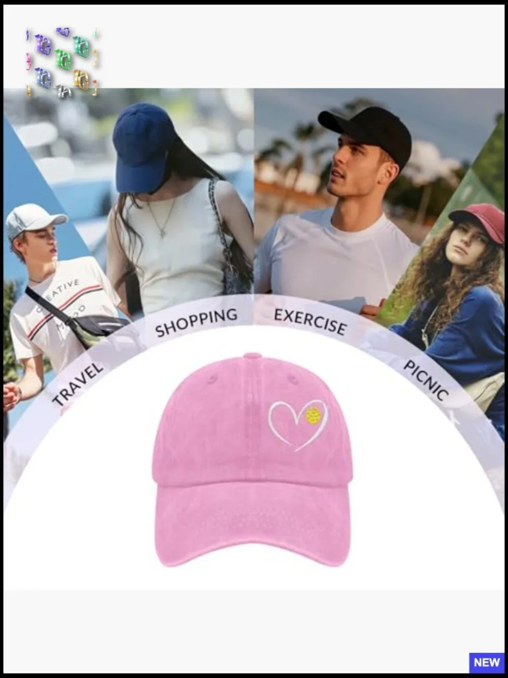 Adjustable Pickleball Embroidered Baseball Cap Unisex Sun Protection Trucker Hat